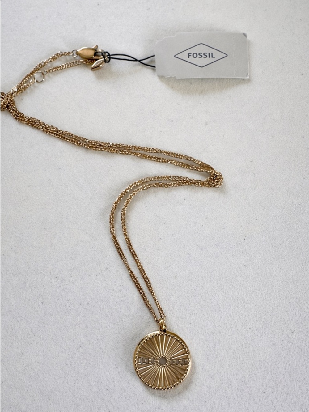 Fossil Gold Radiant Medallion Pendant Necklace